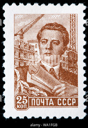 Architecte, timbre-poste, Russie, URSS, 1958 Banque D'Images