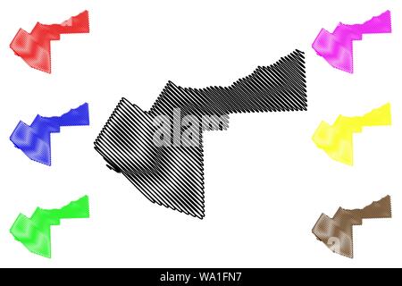 Woqooyi Galbeed région (République fédérale de Somalie, Corne de l'Afrique) map vector illustration, croquis Gribouillage à l'Maroodi Jeex site Illustration de Vecteur