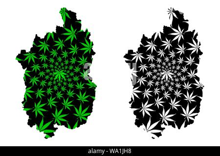 La Préfecture de Shiga (divisions administratives du Japon, préfectures du Japon) La carte est conçue de feuilles de cannabis vert et noir, fait de la marijuana carte Shiga Illustration de Vecteur