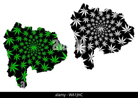 La préfecture de Yamanashi (divisions administratives du Japon, préfectures du Japon) La carte est conçue de feuilles de cannabis vert et noir, ma carte de Yamanashi Illustration de Vecteur