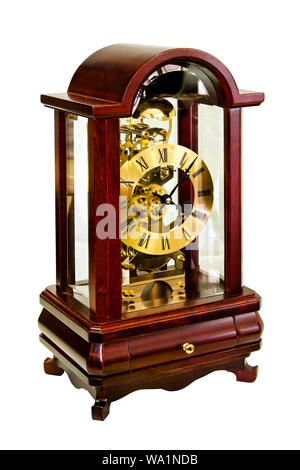 Vieille horloge en bois inclus isolés clipping path Banque D'Images