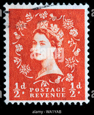 La reine Elizabeth II, Wilding, série de timbres-poste, UK, 1953 Banque D'Images