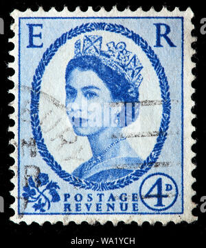 La reine Elizabeth II, Wilding, série de timbres-poste, UK, 1953 Banque D'Images