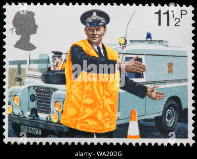 Policier de diriger la circulation, 150e anniversaire de la Police métropolitaine, timbre-poste, UK, 1979 Banque D'Images