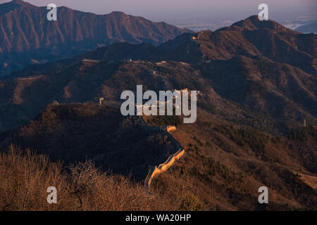 Mutian Beijing Great Wall vallée le coucher du soleil Banque D'Images