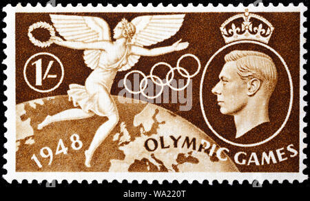 Jeux Olympiques d'été de 1948, à Londres, le roi George VI, timbre-poste, UK, 1948 Banque D'Images