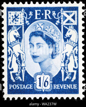 La reine Elizabeth II, Wilding, série de timbres-poste, Ecosse, Royaume-Uni, 1967 Banque D'Images