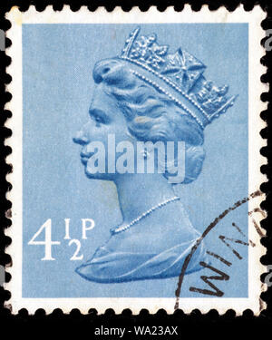 La reine Elizabeth II, série Machin, timbre-poste, UK, 1973 Banque D'Images