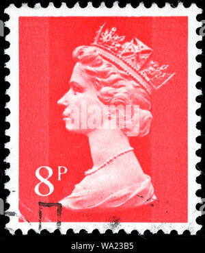 La reine Elizabeth II, série Machin, timbre-poste, UK, 1973 Banque D'Images