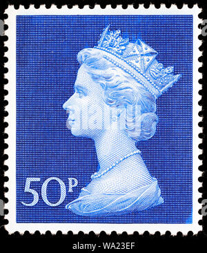 La reine Elizabeth II, série Machin, timbre-poste, UK, 1970 Banque D'Images