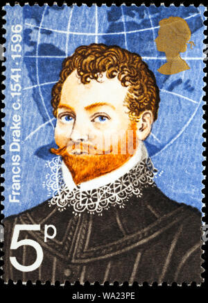 Sir Francis Drake (1540-1596), explorateur britannique, timbre-poste, UK, 1973 Banque D'Images