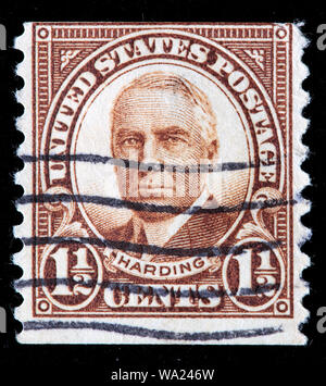 Warren G. Harding (1865-1923), Président des Etats-Unis, timbre-poste, USA, 1930 Banque D'Images