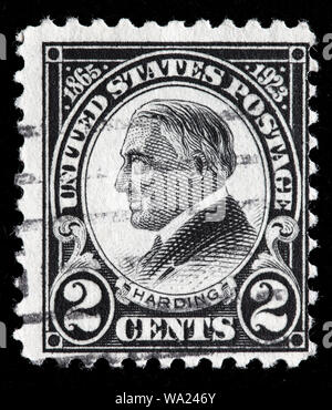 Warren G. Harding (1865-1923), Président des Etats-Unis, timbre-poste, USA, 1923 Banque D'Images