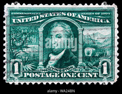 Robert R. Livingston (1746-1813), homme politique américain, la Louisiana Purchase, timbre-poste, USA, 1904 Banque D'Images