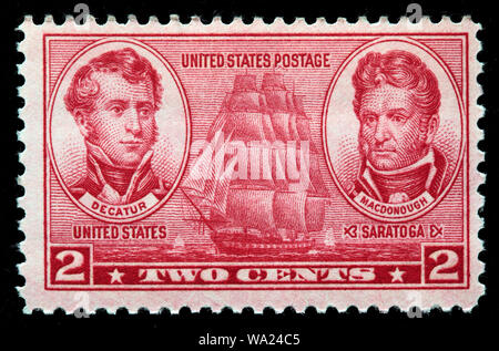 Stephen Decatur (1779-1820), officier de marine, Thomas Macdonough (1783-1825), officier de marine, timbre-poste, USA, 1937 Banque D'Images