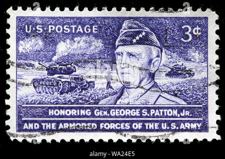 George S. Patton Jr (1885-1945), Général, de chars en action, timbre-poste, USA, 1953 Banque D'Images