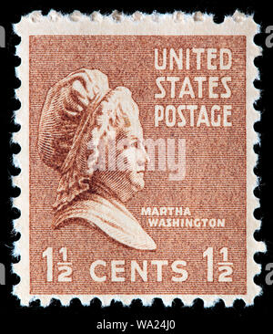 Martha Washington (1731-1802), la Première Dame des Etats-Unis, Président de USA, timbre-poste, USA, 1938 Banque D'Images