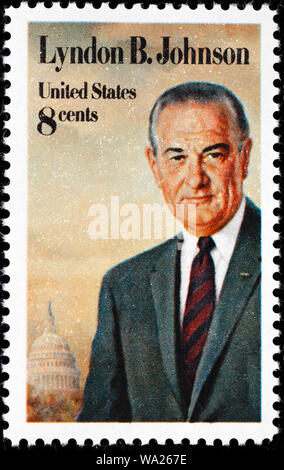 Lyndon B. Johnson (1908-1973), président des Etats-Unis, timbre-poste, USA, 1973 Banque D'Images