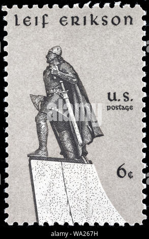 Leif Erikson, (970-1020), d'Islande, de l'explorateur scandinave timbre-poste, USA, 1968 Banque D'Images