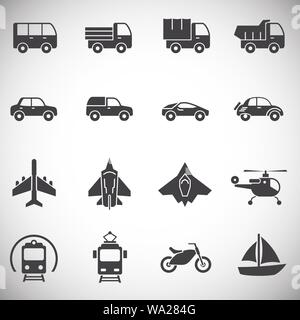 Les icônes de transport situé sur arrière-plan de conception graphique et web. Simple illustration. Concept Internet symbole de bouton ou d'un site web mobile Illustration de Vecteur