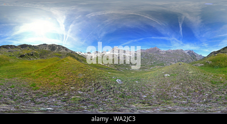 Vue panoramique à 360° de Vallée d'Aoste : Vallée de Rhêmes, Refuge Benevolo, Granta Parey