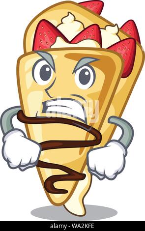 Crêpe en colère isolé avec du caractère Illustration de Vecteur