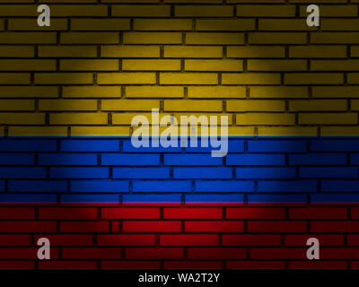 Colombie drapeau sur mur de briques. 3d illustration. Banque D'Images