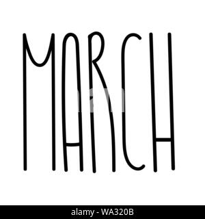 Mois texte pour l'impression, le web, la décoration. Hand drawn lettrage unique signe. Typographie de calendrier. Police élégante pour poster, couvrir, modèle. Lette ouverte Illustration de Vecteur