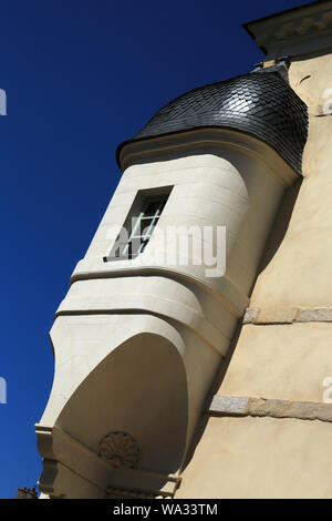 Fenêtre sur bâtiment historique connu sous le nom de Hôtel Mynier hôtel antique de Francheville, à la Place des Lices, Vannes, Morbihan, Bretagne, France Banque D'Images