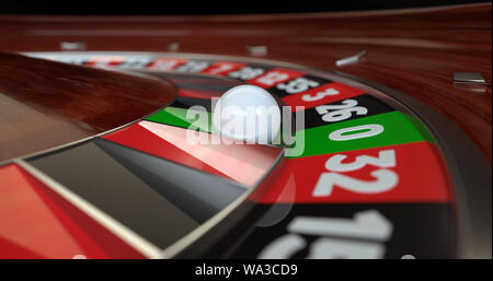 Roulette Casino balle sur le vert zéro - 3D Illustration Banque D'Images