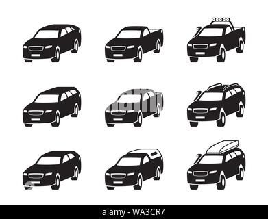 Différents véhicules utilitaires sport en perspective - vector illustration Illustration de Vecteur