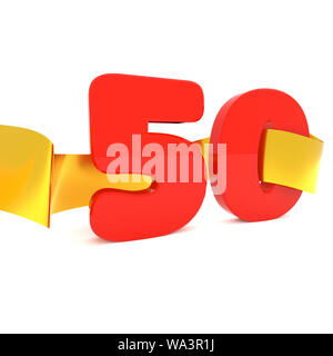 Big Red 50 avec un ruban d'or, 3D Rendering Banque D'Images