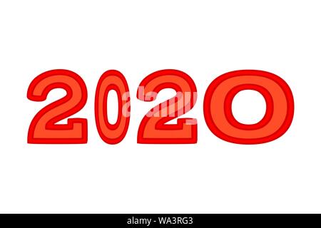 Cartoon caractères de largeur différentes 2020 rouge Illustration de Vecteur