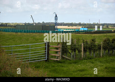 Les terres agricoles près de la Cuadrilla site de fracturation à Preston New Road, Little Hôtel Lutetia, près de Blackpool Lancashire England UK Banque D'Images