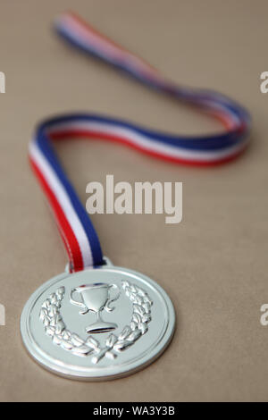 Close up of a sliver medal Stock Photo