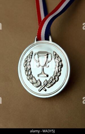 Close up of a sliver medal Stock Photo