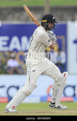 Galle, Sri Lanka. Août 17, 2019. La nouvelle zelande batteur William Somerville jouer a tourné pendant deux jours du premier test match entre le Sri Lanka et la Nouvelle-Zélande au stade international de Galle. (Photo de Isuru Peiris/Pacific Press) Credit : Pacific Press Agency/Alamy Live News Banque D'Images