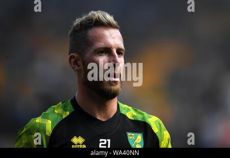 Le gardien de Norwich City Ralf Fahrmann avant la Premier League match à Carrow Road, Norwich. Banque D'Images