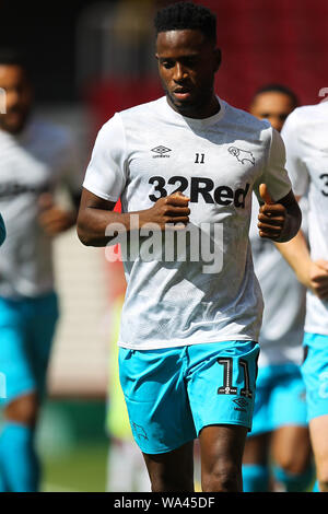 Stoke On Trent, Royaume-Uni. Août 17, 2019. Le milieu de terrain de Derby County Florian Jozefzoon (11) au cours de l'EFL Sky Bet Championship match entre Stoke City et Derby County au stade de bet365, Stoke-on-Trent, Angleterre le 17 août 2019. Photo par Jurek Biegus. Usage éditorial uniquement, licence requise pour un usage commercial. Aucune utilisation de pari, de jeux ou d'un seul club/ligue/dvd publications. Credit : UK Sports Photos Ltd/Alamy Live News Banque D'Images