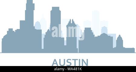 Silhouette d'Austin City, Texas - skyline du centre-ville d'Austin Illustration de Vecteur