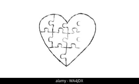 Coeur en un puzzle animé, idéal pour les thèmes concernant le thème de l'autisme, des séquences vidéo Banque D'Images