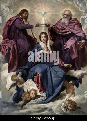 Diego Velázquez - Couronnement de la Vierge - Prado. Banque D'Images