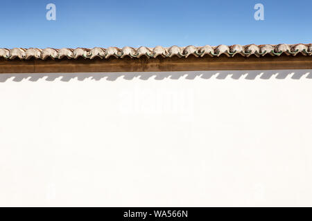 Mur lisse avec des tuiles du toit de l'espagnol avec fond copyspace Banque D'Images