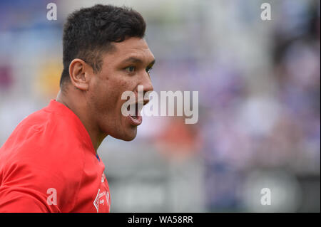 Wakefield, Royaume-Uni, 11 8 2019. 11 août 2019. Fusée Mobile Stadium, Wakefield, Angleterre ; Rugby League Super League Betfred, Wakefield Trinity contre Hull FC ; Wakefield Trinity prop Adam Williams/RugbyPixUK Tangata Dean Banque D'Images