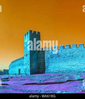 Les murs de la forteresse et la tour de l'intérieur de la Citadelle Akkerman en Ukraine Banque D'Images