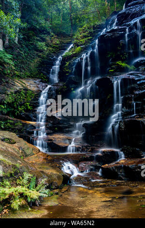 L'emblématique Sylvia tombe sur la vallée de l'eau à pied à Wentworth Falls New South Wales Australie le 2 août 2019 Banque D'Images