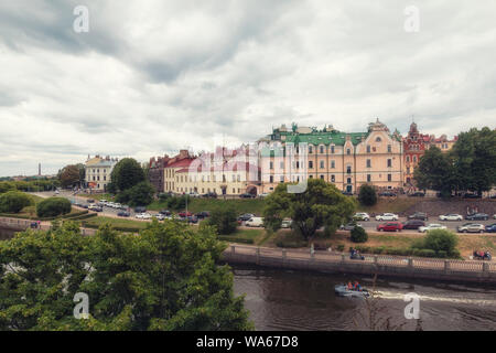Vyborg, Russie- les rues de Vyborg. Vue de la ville depuis le château de Vyborg. La région de Leningrad. Banque D'Images
