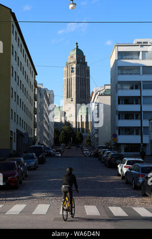 Kallio Église à la fin de l'Suonionkatu Toinen Linja, vu à partir de la Finlande à Helsinki Banque D'Images