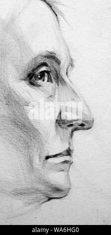 Portrait, dessin au crayon, croquis illustration Banque D'Images