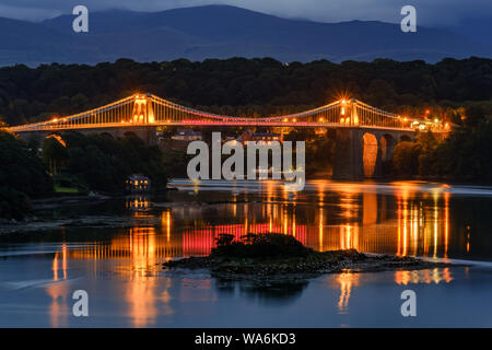 Pont suspendu de Menai, Bangor à Anglesey Banque D'Images